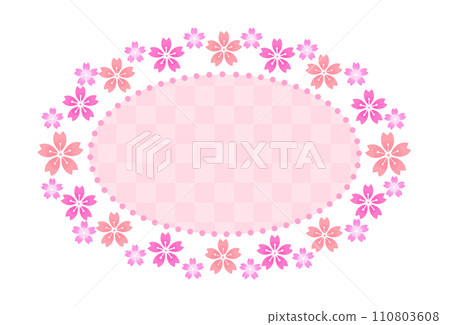 櫻花橢圓形框架日本圖案格子圖案 櫻花橢圓形框架日本圖案格子圖案 110803608