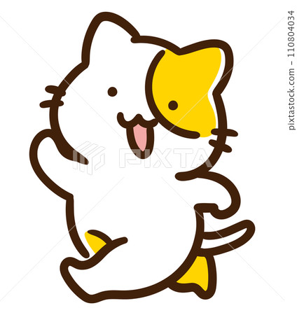 Deformed illustration of a cute walking cat character 110804034