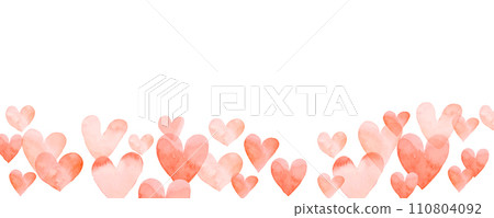 Cute pink heart frame painted in watercolor Background material Heart banner Cute pink heart frame painted in watercolor Background material Heart banner 110804092