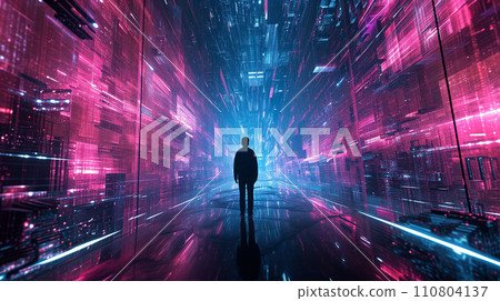 光與粒子圖形素材AI插畫 光與粒子圖形素材AI插畫 110804137