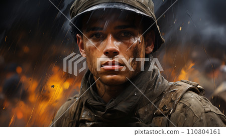 Young male soldier war image AI illustration 110804161
