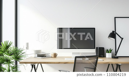 有白色內部的書房室內圖像AI插圖 有白色內部的書房室內圖像AI插圖 110804219