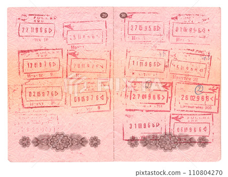 Passport control stamps 110804270