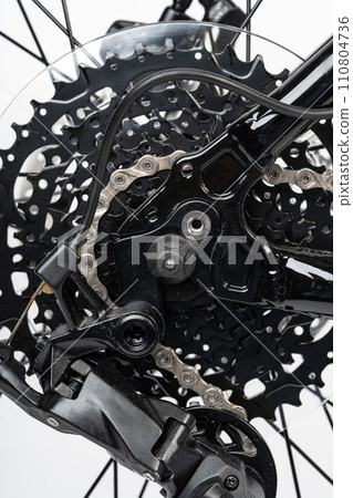 Bicycle wheel isolated over white background close up Bicycle wheel isolated over white background close up 110804736
