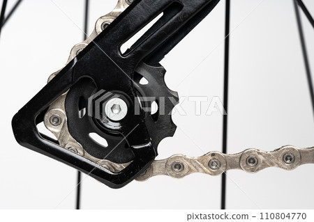New bicycle chain part close up view New bicycle chain part close up view 110804770