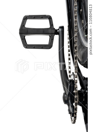 Black bicycle pedal isolated on white background Black bicycle pedal isolated on white background 110804813