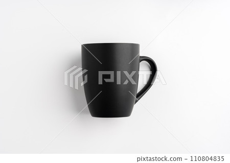 Black coffee mug mock up on white background copy space 110804835