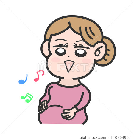 唱歌孕婦產婦插畫 唱歌孕婦產婦插畫 110804903