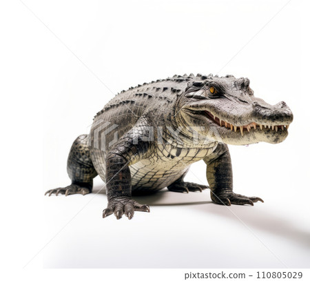 Wildlife crocodile isolated on white background. Alligator Wildlife crocodile isolated on white background. Alligator 110805029