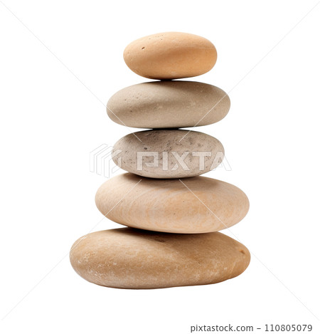 Stone tower. Pyramid of the stones isolated on white background 110805079