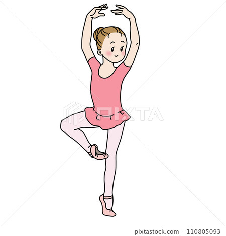A girl practicing ballet in a pink leotard (passe) A girl practicing ballet in a pink leotard (passe) 110805093