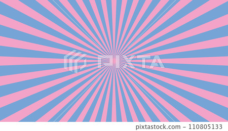 Blue background pattern with pink diverging rays, retro doll style. Blue background pattern with pink diverging rays, retro doll style. 110805133