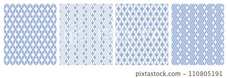 Set of Seamless Geometric Blue Diamonds Patterns. Vector Art. Set of Seamless Geometric Blue Diamonds Patterns. Vector Art. 110805191