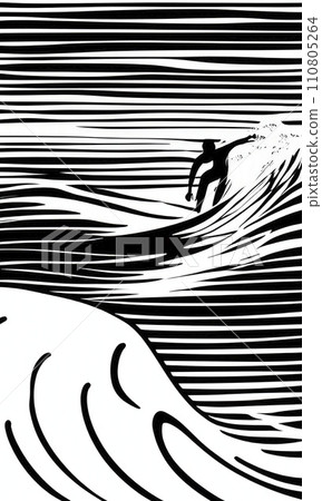 Surfer surfing in the sea. vector illustration. Surfer surfing in the sea. vector illustration. 110805264
