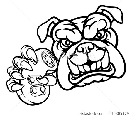 Bulldog Dog Video Gaming Gamer Sports Mascot 110805379