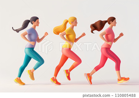 Three women jogging Three women jogging 110805488