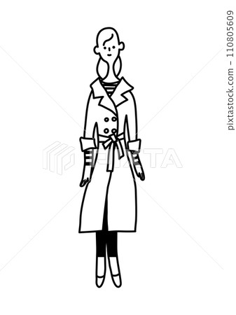 女性時尚 — 穿著風衣捲起袖子的女人 110805609