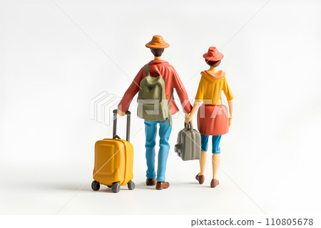 Rear view of a couple going on a trip -2 110805678