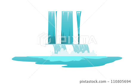Water of waterfall, flat cartoon style, vector illustration isolated on white Water of waterfall, flat cartoon style, vector illustration isolated on white 110805694