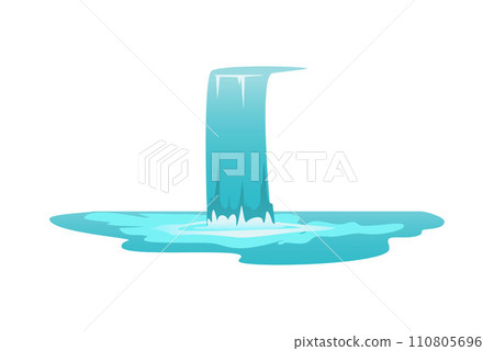 Waterfall vector illustration, cartoon clear water falling down in river or lake, wild nature water cascade isolated Waterfall vector illustration, cartoon clear water falling down in river or lake, wild nature water cascade isolated 110805696