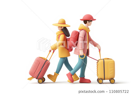 Couple on a trip walking together -1 Couple on a trip walking together -1 110805722