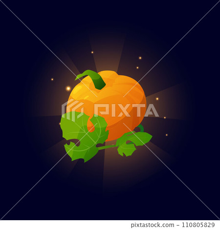 Pumpkin icon for game design, cartoon style vector isolated on black 110805829