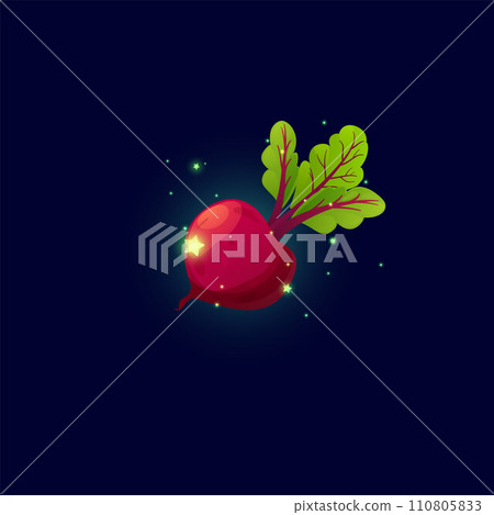 Beet icon for game design, cartoon style vector illustration isolated on black 110805833