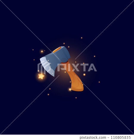 Garden axe, icon for game design, cartoon style vector isolated on black 110805835