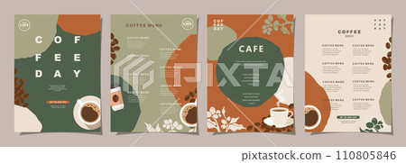Set of sketch banners with coffee beans and leaves on minimal background for invitations, cards, banner, poster, cover, cafe menu or another template design. vector illustration. Set of sketch banners with coffee beans and leaves on minimal background for invitations, cards, banner, poster, cover, cafe menu or another template design. vector illustration. 110805846