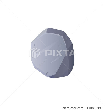 Grey stone rock icon, cobblestone and debris of the mountain, one granite stone block, vector boulder for gui game asset 110805998