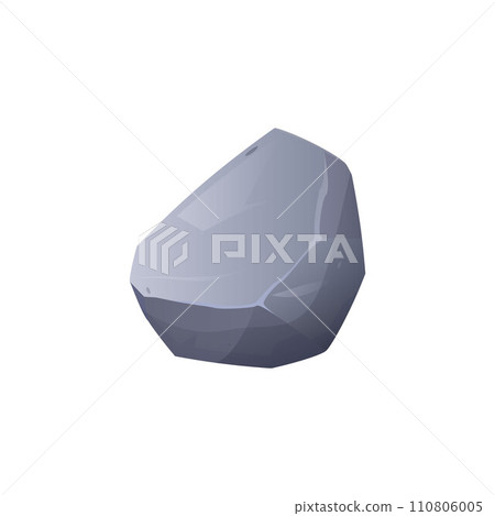 Stone rock icon, cobblestone and debris of the mountain, one granite stone block, vector grey boulder for gui game asset 110806005