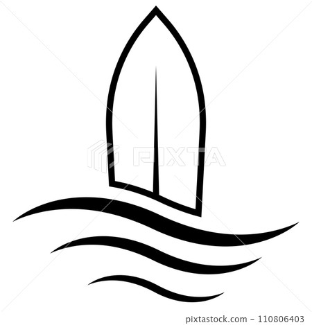 Surfing icon, sea waves and surfboard vertically, active recreation logo Surfing icon, sea waves and surfboard vertically, active recreation logo 110806403