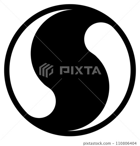 Yin and yang ball, circle with curved lines, tennis ball Yin and yang ball, circle with curved lines, tennis ball 110806404