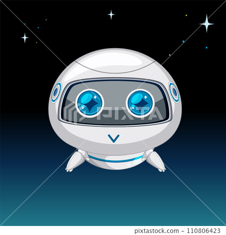 Friendly Robot Floating in Space 110806423