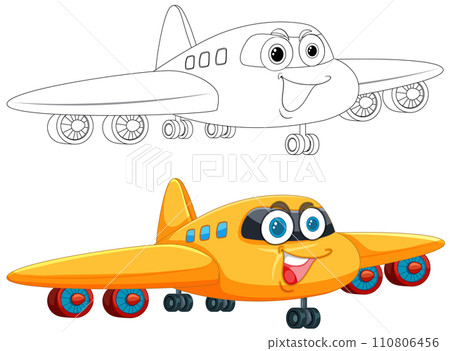 Happy Cartoon Airplanes Vector Illustration Happy Cartoon Airplanes Vector Illustration 110806456