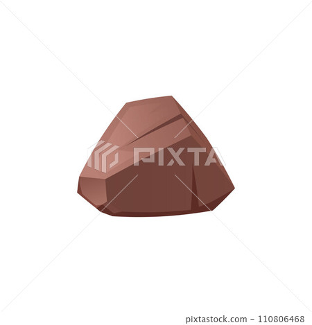 Brown stone rock icon, clay cobblestone, one stone block, cartoon vector boulder for gui game asset, part of wild nature 110806468