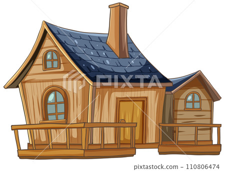 Cozy Wooden Cottage Illustration 110806474