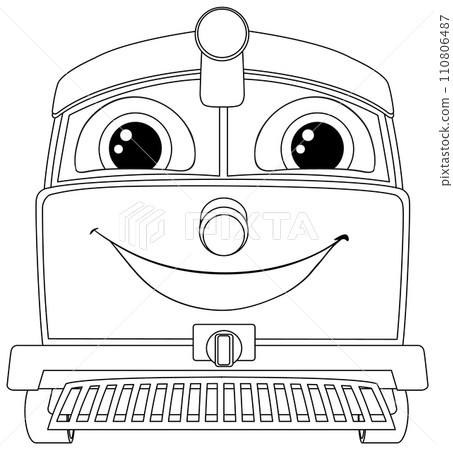 Friendly Cartoon Train Illustration Friendly Cartoon Train Illustration 110806487