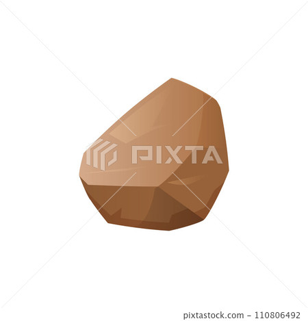 Isolated brown stone, cartoon style vector illustration on white 110806492