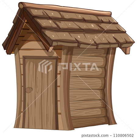 Cozy Wooden Garden Shed Illustration Cozy Wooden Garden Shed Illustration 110806502