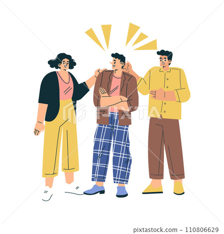 Young Man and Woman Talking Together Discuss Something Vector Illustration Young Man and Woman Talking Together Discuss Something Vector Illustration 110806629