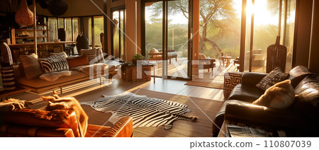 Luxury safari lodge interior in Africa 110807039