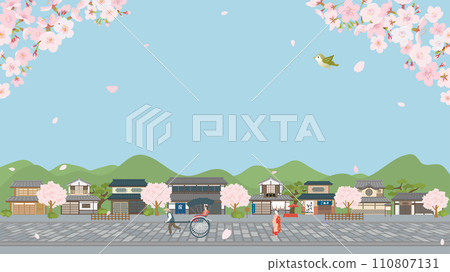 Scenery of a townhouse in spring (Full HD 16:9 size) 110807131