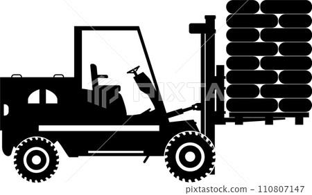 Silhouette of Wheel Forklift with Cargo Icon in... - Stock Illustration ...