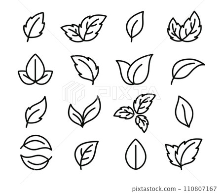 twigs, branches and sprig with leaves line twigs, branches and sprig with leaves line 110807167