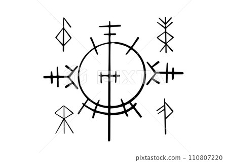 Nordic celtic runes, set norse protection symbols in doodle style, amulet, witchcraft signs on white background. Nordic celtic runes, set norse protection symbols in doodle style, amulet, witchcraft signs on white background. 110807220