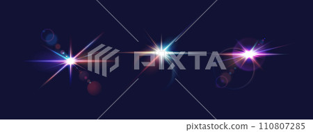 Color light flashes realistic vector illustration set 110807285