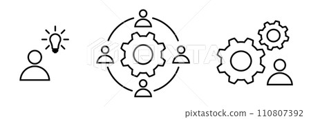 From idea to process line icon set in flat style From idea to process line icon set in flat style 110807392