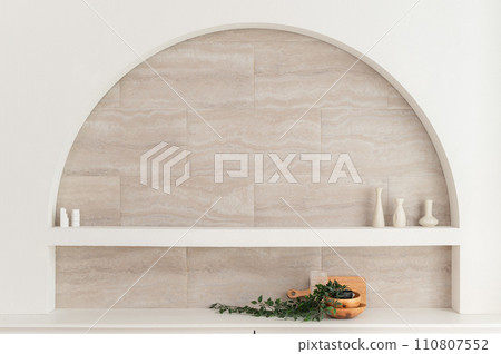 Modern luxury in home kitchen with furniture and contemporary design, upscale estate offers comfort and elegance. Enjoy the clean and stylish aesthetic of renovated interior. Modern luxury in home kitchen with furniture and contemporary design, upscale estate offers comfort and elegance. Enjoy the clean and stylish aesthetic of renovated interior. 110807552