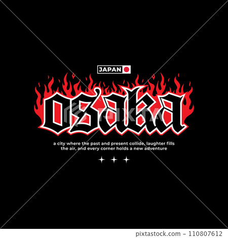 Osaka Tokyo Japan vintage t-shirt streetwear. Typography slogan tshirt design. Vector illustration. Osaka Tokyo Japan vintage t-shirt streetwear. Typography slogan tshirt design. Vector illustration. 110807612